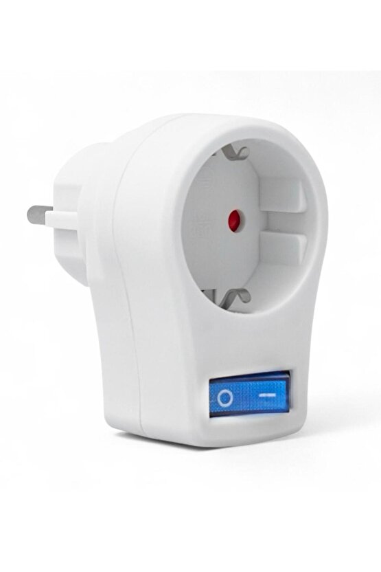 10A 2500W Tekli Akım Korumalı Priz – Beyaz, Anahtarlı, Güç Koruma Özellikli