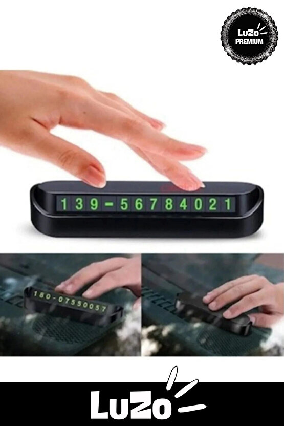 Premium Araç İçi Park Telefon Numarası Torpido Üstü Fosforlu Neon Aç Kapa Numaratör Cam Kartı 1 Adet