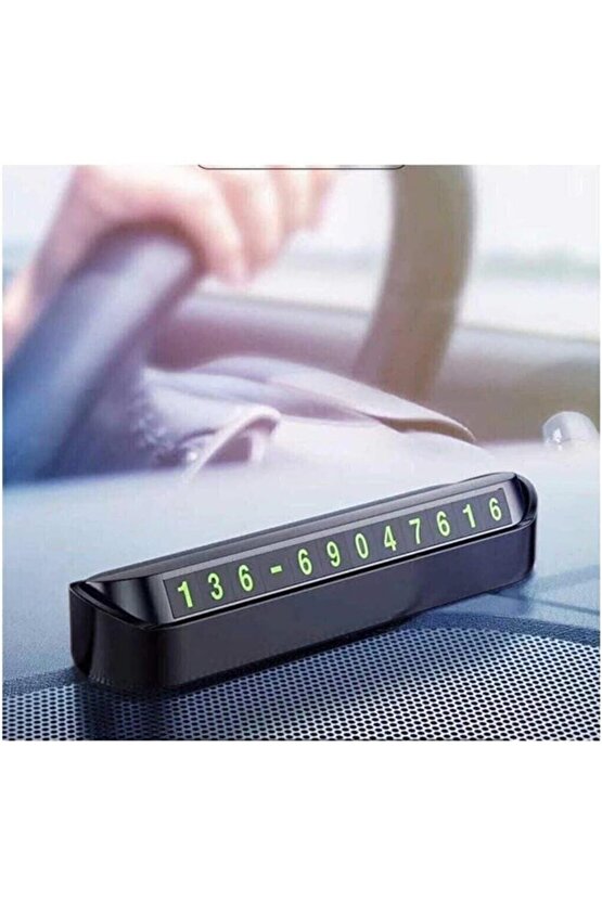 Araç İçi Fosforlu Numaratör Aç-Kapa Kutulu Araç Park Torpido Üstü Telefon Numarası Göstergesi