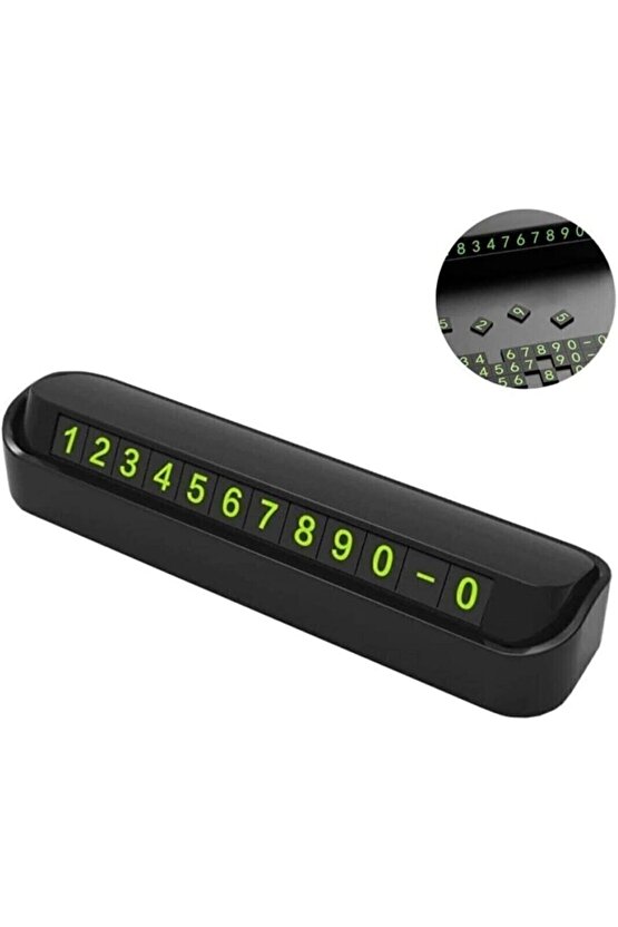 Araç İçi Fosforlu Numaratör Aç-Kapa Kutulu Araç Park Torpido Üstü Telefon Numarası Göstergesi