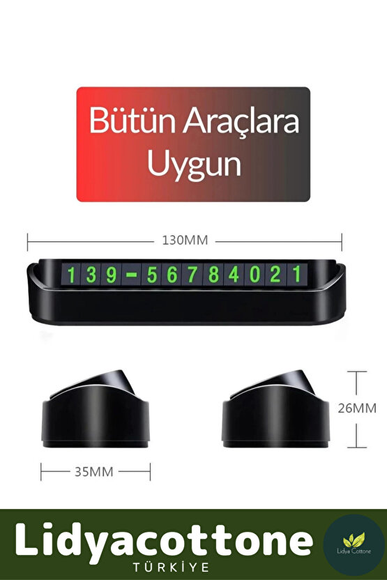 Araç Park Numaratör Telefon Numarası Oto Cam Kartı Torpido Üstü Fosforlu Neon Aç-Kapa