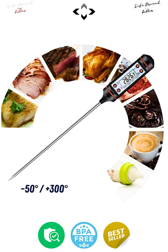 Dijital Gıda Termometresi Net Ölçüm Bpa Free Daldırma Tip Süt Mama Sıcaklık Ölçer