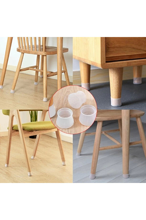 Pratik Masa Ve Sandalye Ayak Koruyucu Beyaz Silikon 12 Adet