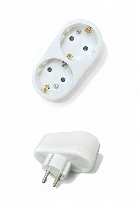 Çiftli Priz Adaptör – 2’li Elektrik Fiş Çoğaltıcı, Beyaz