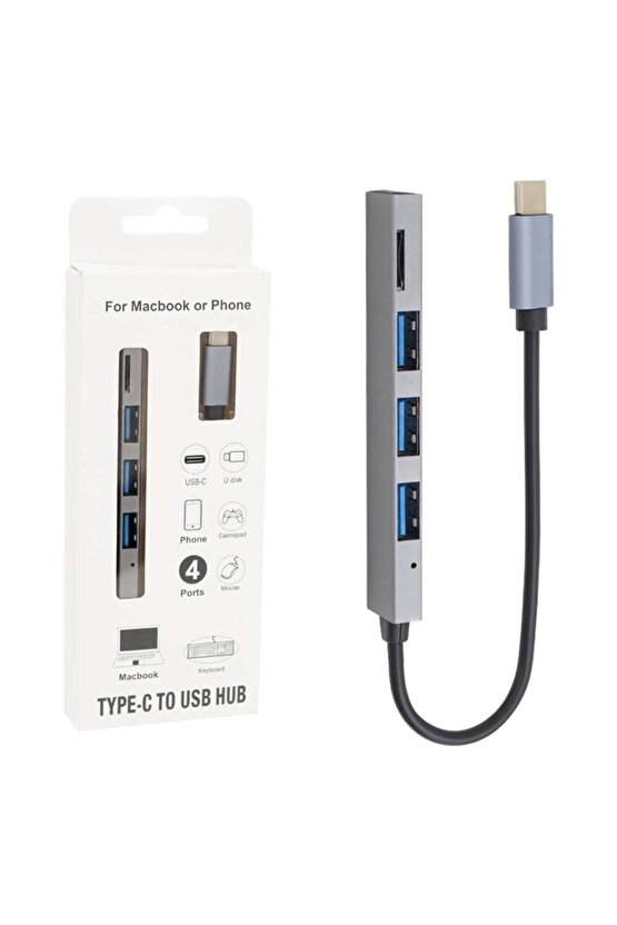PM-6493 TYPE-C Hub 3x USB 3.0 SDTF Hafıza Kart Okuyucu Dock Station (Macbook - PC - Pla