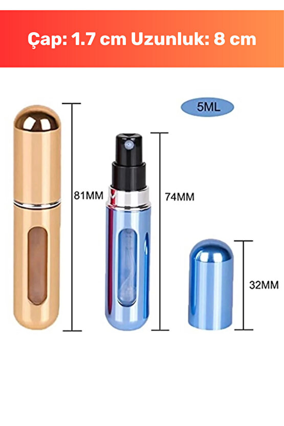 Parfüm Şişesinden Doldurulabilir Taşınabilir Çanta İçi Seyahat Mini Cep Parfüm Şişesi 5 ml - 4 Adet
