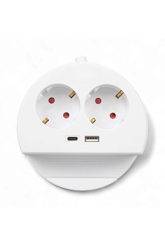 1.5 Metre Grup Priz – 2 USB + 1 Type-C Girişli, Telefon Standlı, Çoklu Priz