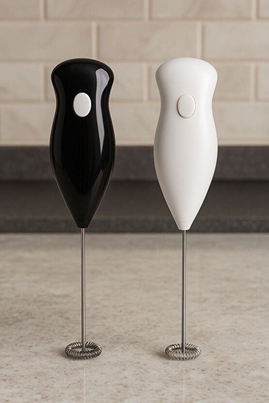 Pilli Süt Köpürtücü Kahve Mikseri Çelik Tel Köpük Yapıcı – 1 Adet