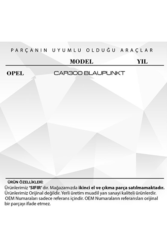 Opel Blaupunkt Car300 Için Radyo Düğmesi