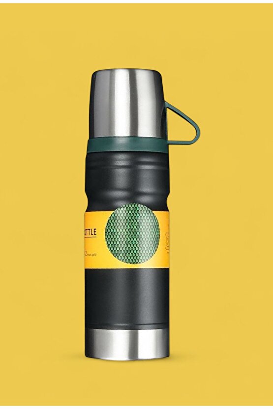 Paslanmaz Çelik 680 Ml Vakumlu Termos Seti – 3’lü Çelik Bardaklı