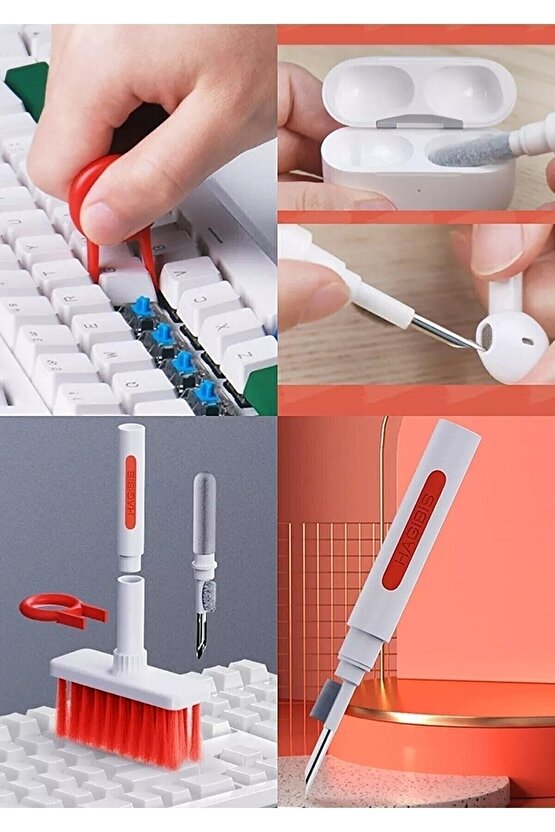 5in1 Kablosuz Bluetooth Oyuncu  Kulaklık Klavye Telefon Kamera Lens Temizleme Fırçası Kalemi