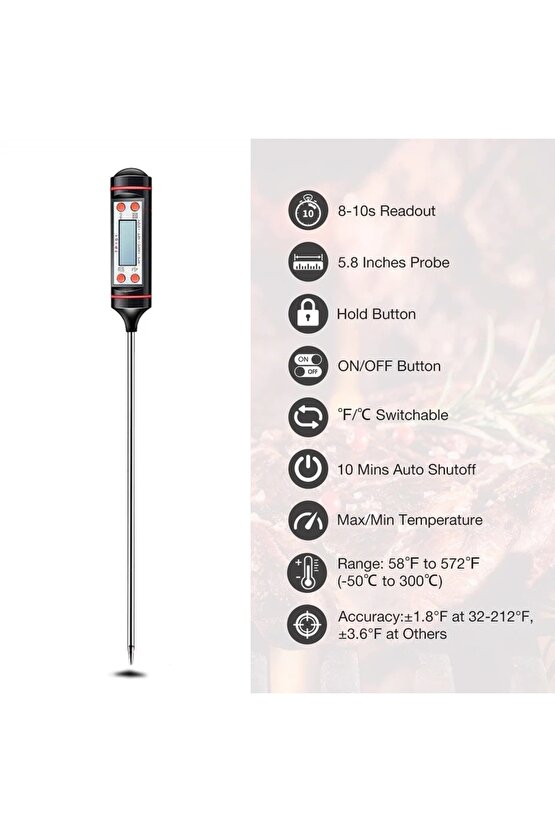 Aveo 1 Adet Dijital Gıda Termometresi Derece Ölçer Gıda Termometresi Süt Maya Yoğurt Mayalama