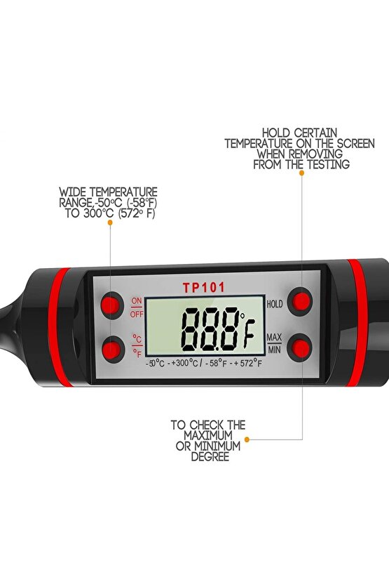 Aveo 1 Adet Dijital Gıda Termometresi Derece Ölçer Gıda Termometresi Süt Maya Yoğurt Mayalama