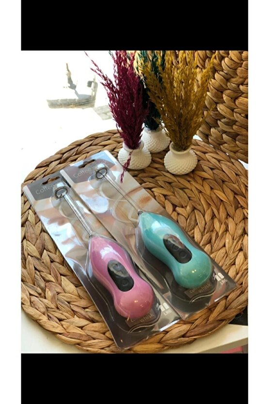 Pilli Kahve Köpürtücü Yumurta Çırpıcı Pratik El Mikseri Cappucino Nescafe Köpürtücü Karıştırıcı