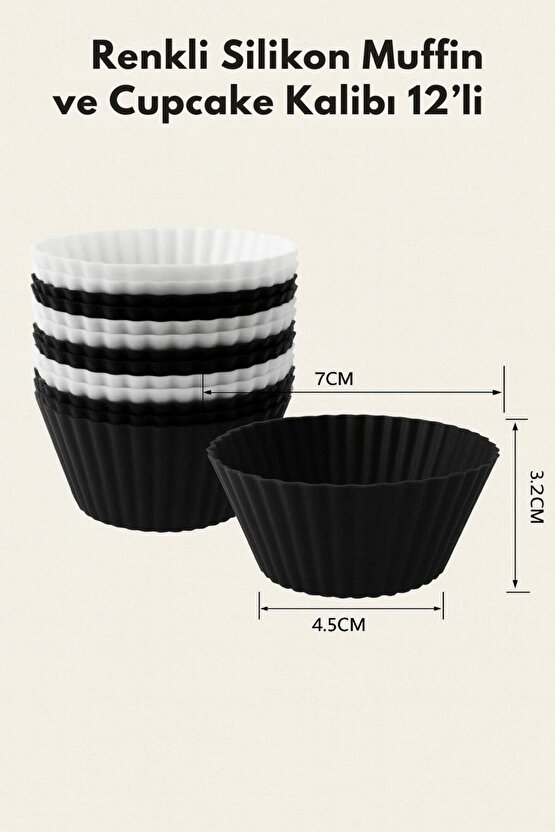 Silikon Cupcake Kalıbı 12’li – Dayanıklı ve Esnek Muffin Kalıbı Seti