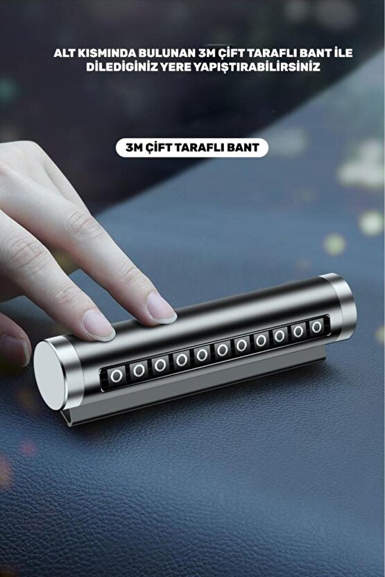 Alüminyum Kasa Çevirmeli Araç Içi Park Telefon Numaratörü ParkTEL Parkmatik Siyah