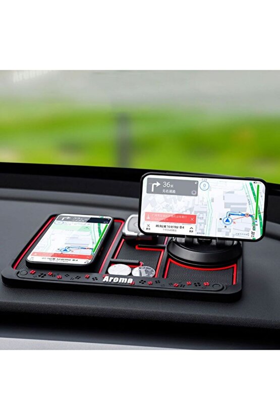 Numaratörlü Ve Telefon Tutacağı Kaydırmaz Ped Yeni Nesil  vakumlu Araç Organizeri