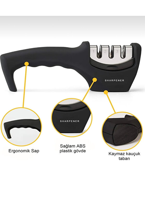 Profesyonel Bıçak Bileyici 3 Açılı Elmas Seramik Tungsten Çelik El Bıçakları Bileme