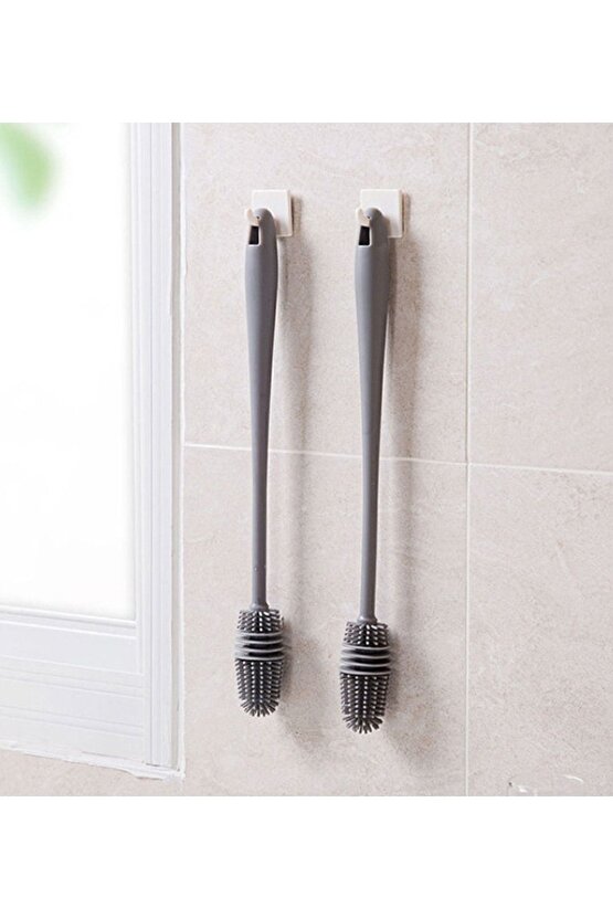 Uzun Saplı Silikon Bardak Kavanoz ve Biberon Yıkama Fırçası