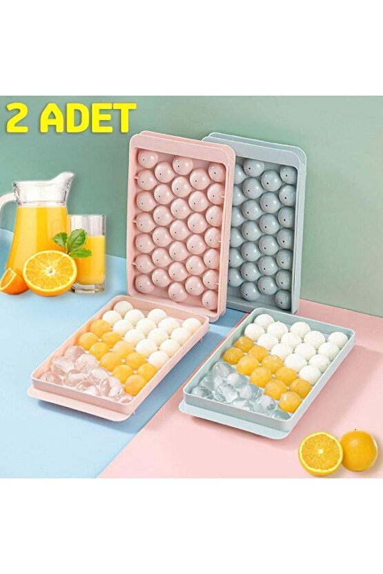 2 ADET LİV Küre Buz Kalıbı Kapaklı 33 Hazneli Yuvarlak Buz Kalıbı Kokteyl Sunum Buz Kalıbı