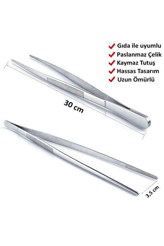 Çelik Masterchef Et Cımbızı Maşa Pişirme Çelik Maşa 30cm Profesyonel Şef Cımbızı Çelik Çeyiz Eşyası