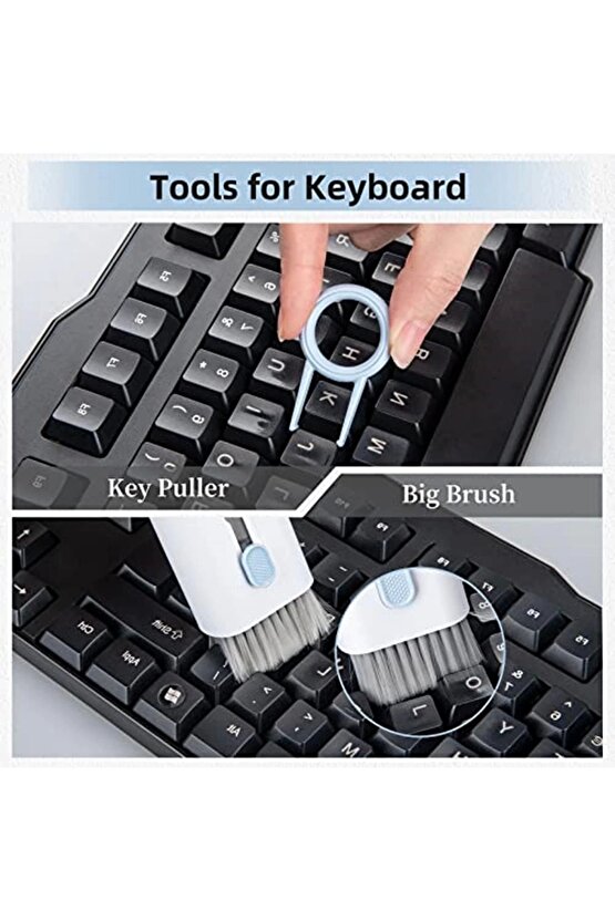 Klavye Için 7si 1 Arada Temizlik Fırçası, Klavye Temizleme Seti, Çok Fonksiyonlu, Bilgisayar Klavy