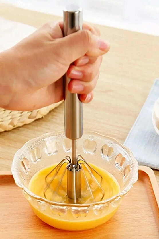 Pratik Paslanmaz Çelik Basmalı Otomatik Çırpıcı Metal Çırpıcı 1 Adet Uzunluk 30cm