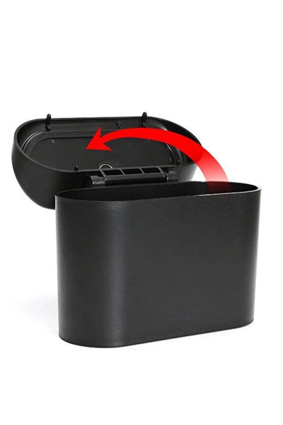 Araba Çöp Kutusu Siyah Portatif Araç İçi Taşınabilir Kapaklı Organizer Çöp Kovası