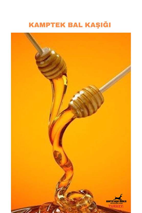 Kamptek Ahşap Organik Ahşap Bal Kaşığı Kayın Ağacı 2 Adet 15 Cm