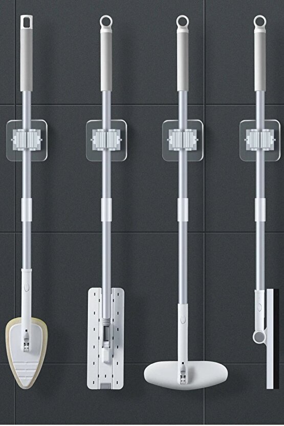 1Adet Kalite Tekli Duvara Yapışkanlı Mop Tutucu Aparat Sopa Askısı