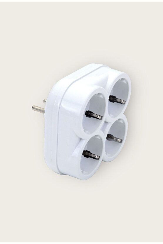 Topraklı 16 Amper 250 Volt Beyaz 4’lü Çok Amaçlı Golyat Priz