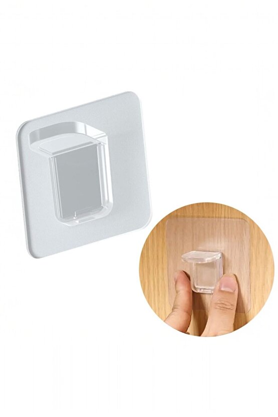 4 Adet Kendinden Yapışkanlı Şeffaf Raf Tutucu Aparat