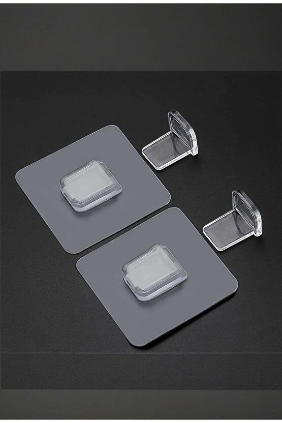 4 Adet Kendinden Yapışkanlı Şeffaf Raf Tutucu Aparat