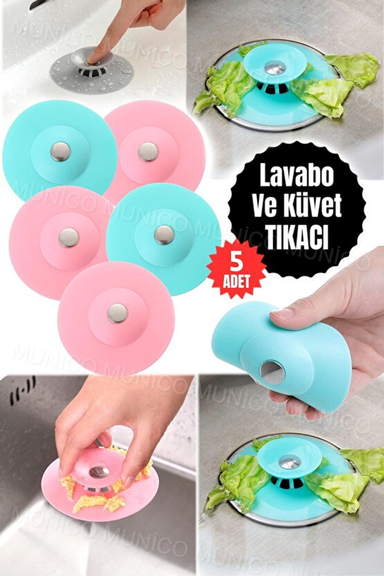 5 Adet Küvet İçin Süzgeçli Banyo Gider Tıpası, Su Durdurucu Aparat Banyo Süzgeci – Silikon Küvet