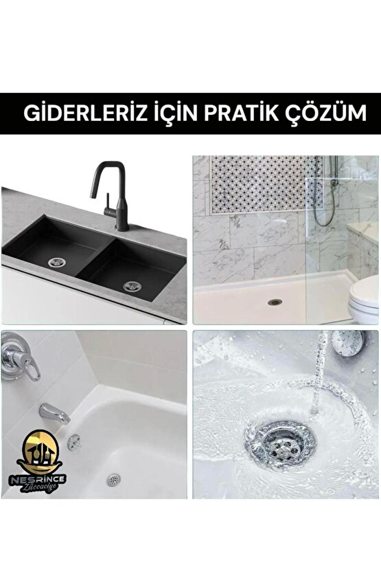 Yeni Nesil Kendinden Yapışkanlı Pislik Tutucu Banyo - Mutfak Gider Filtresi (6 Adet)