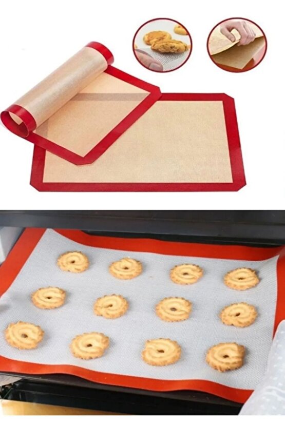 2 ADET 30x40 Fırınlanabilir Yıkanabilir Kendinden Yağlı Silikon Pişirme Ve Hamur Açma Matı