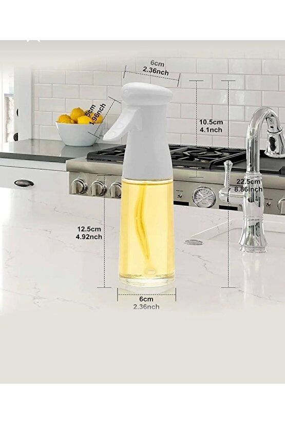 . Püskürtmeli Air Frey Cam Sprey Yağ Şişesi Zeytinyağı Limon Püskürtücü Yağdanlik 200 MI
