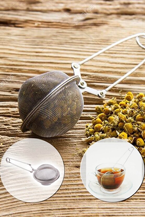 Paslanmaz Çelik Bitki Çayı Süzgeçi , Demleme Maşası 2li