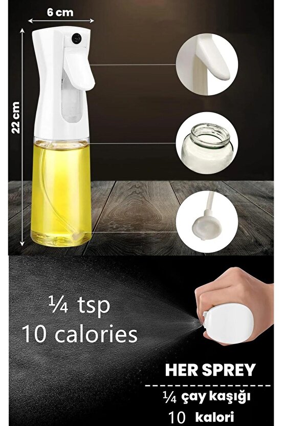 2 li Yağdanlık Sprey Air Fryer Cam Yağlık Mist Püskürtücü 225 ML 15717