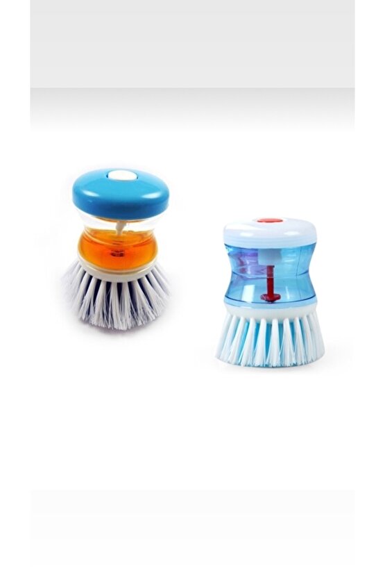 2 Adet Plastik Hazneli Üstten Basmalı Bulaşık Fırçası