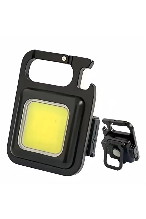 Mıknatıslı Ayaklı Anahtarlıklı 800 Lümen Ledli Tirbüşon USB Şarjlı Çok Amaçlı Mini El Feneri