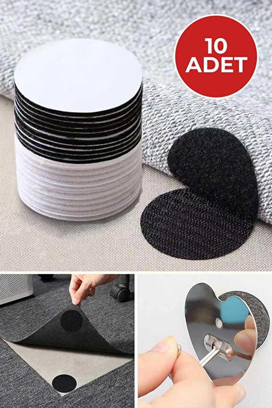 10 Adet Halı Kilim Koltuk Örtüsü Kaydırmaz Sabitleyici Cırt Yıkanabilir Kendinden Yapışkanlı Ped