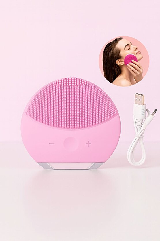 PEMBE Silikon Yüz Temizleme ve Masaj Cihazı USB Şarjlı Su Geçirmez