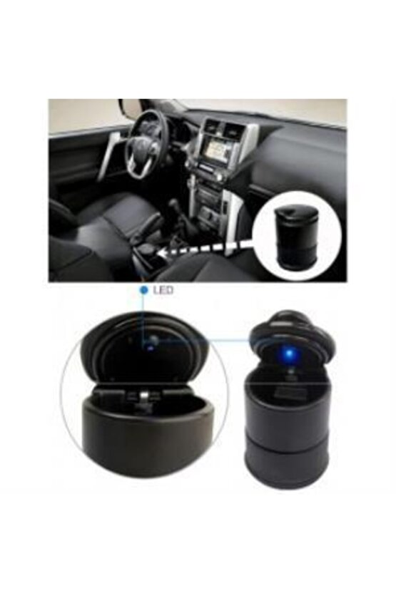 Led Işıklı Oto Araç Içi Küllük Araba Kül Tablası Kapaklı Kokusuz