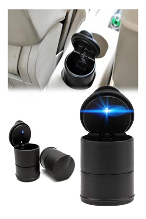 Led Işıklı Oto Araç Içi Küllük Araba Kül Tablası Kapaklı Kokusuz
