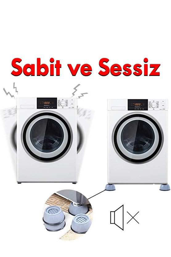 4lü Çamaşır Makinesi Altlığı Titreşim Sarsıntı Önleyici Kaydırmaz Stoper Sağlam Ayak sofra ve mutfak