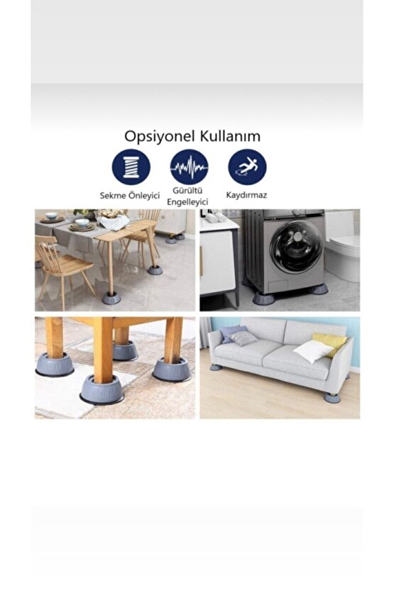 Gürültü Engelleyici Kaymaz Titreşim Önleyici Ayak Pedleri Çamaşır Makinesi Stoper 4 Lü Set
