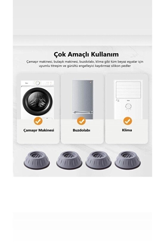 Gürültü Engelleyici Kaymaz Titreşim Önleyici Ayak Pedleri Çamaşır Makinesi Stoper 4 Lü Set