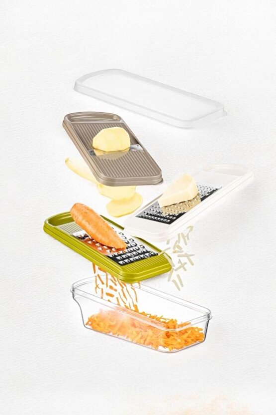 Çok Amaçlı Hazneli Paslanmaz Çelik Rende Seti