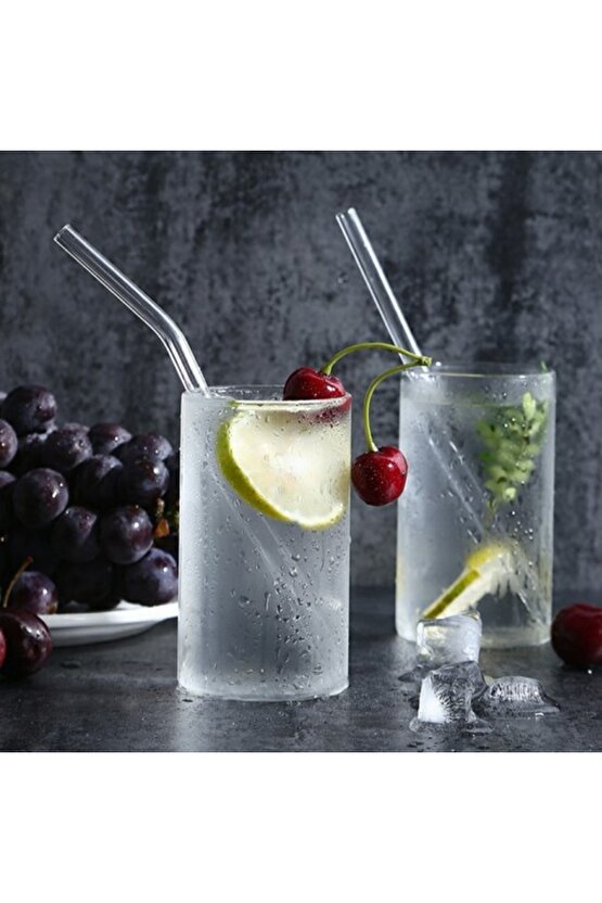 Eğik Cam Pipet,kırılmaz Kalın Cam Yıkanabilir Eğimli Cam Pipet (6 Adet)